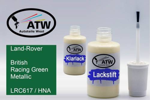 Land-Rover, British Racing Green Metallic, LRC617 / HNA: 20ml Lackstift + 20ml Klarlack - Set, von ATW Autoteile West.